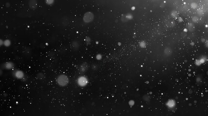 Obraz premium Abstract Black Background with White Particles Falling in Motion