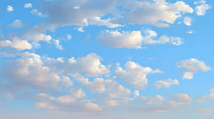 Fototapeta premium A vast expanse of a vibrant azure sky, speckled with fluffy, white clouds, creating a serene and peaceful atmosphere.