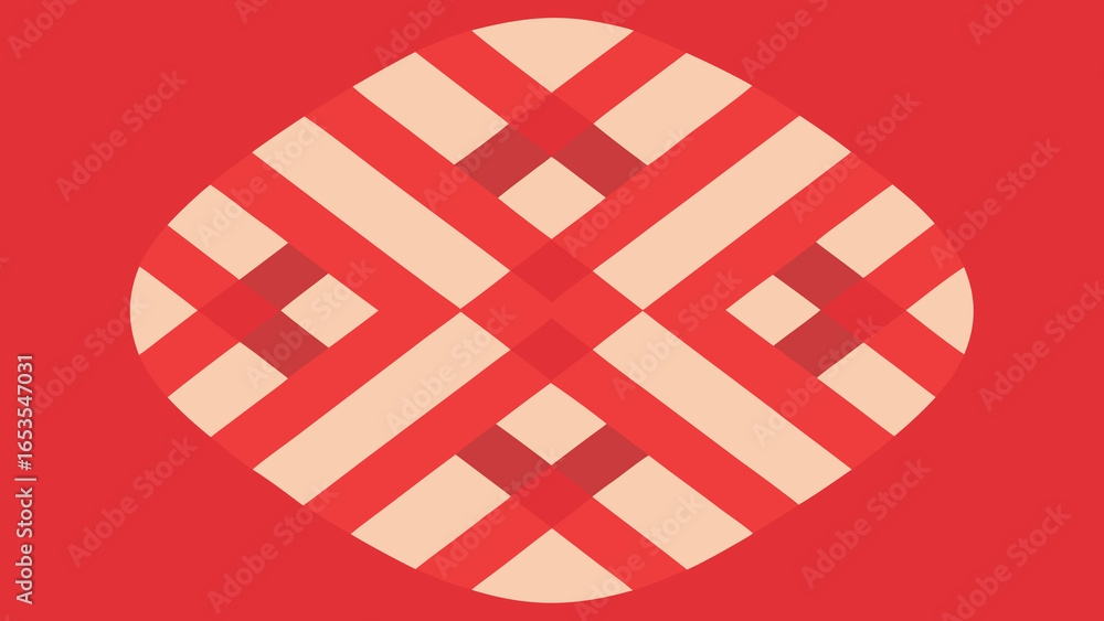 Poster abstract geometric pattern with red and beige stripes in a circle vector illustration transparency b