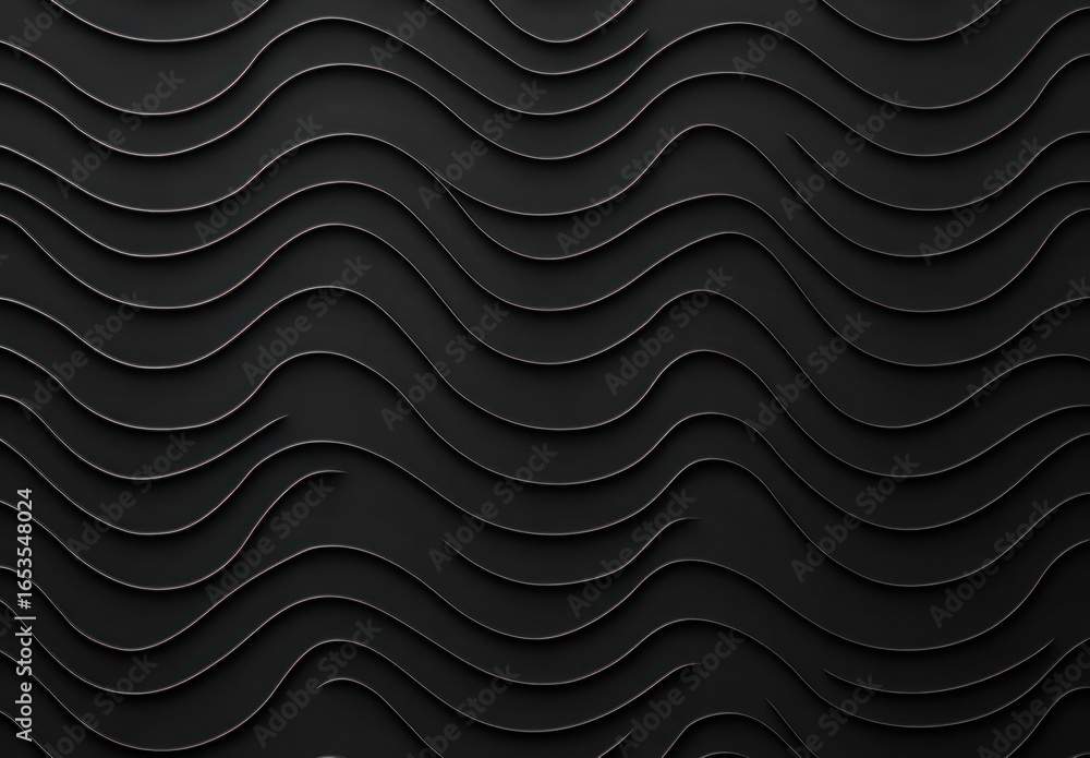 Poster abstract black wavy pattern on dark background for modern design and backgrounds