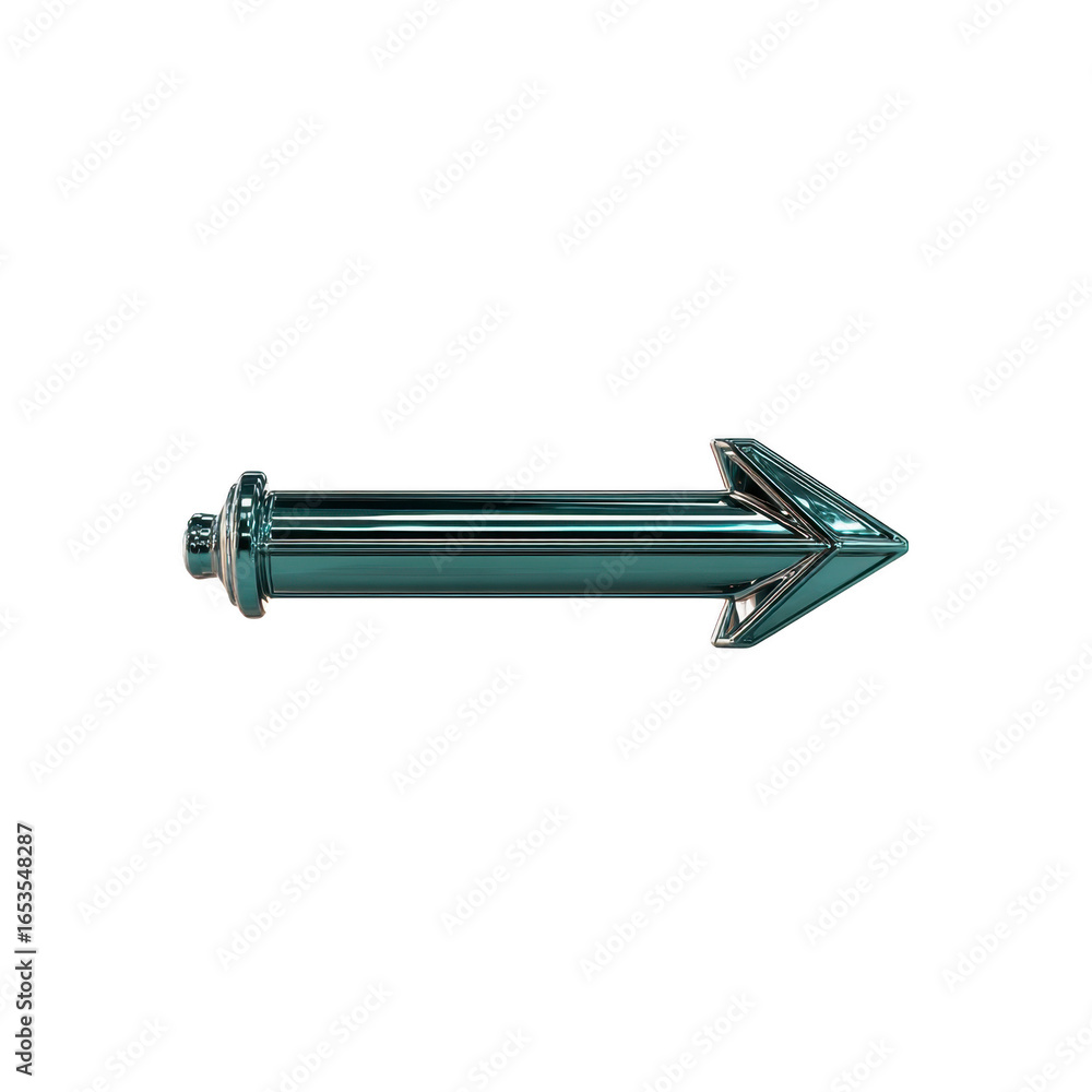 Poster metal arrow right direction shiny chrome 3d symbol navigation pointer
