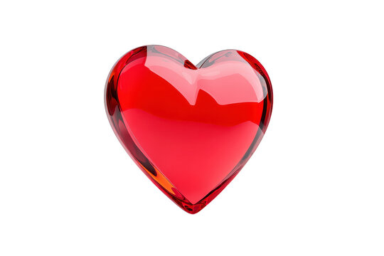 Naklejki Red heart glass shiny transparent 3D isolated love romantic decorative smooth symbol glossy elegant passion valentine beautiful modern object emotional affection gift celebration art creative