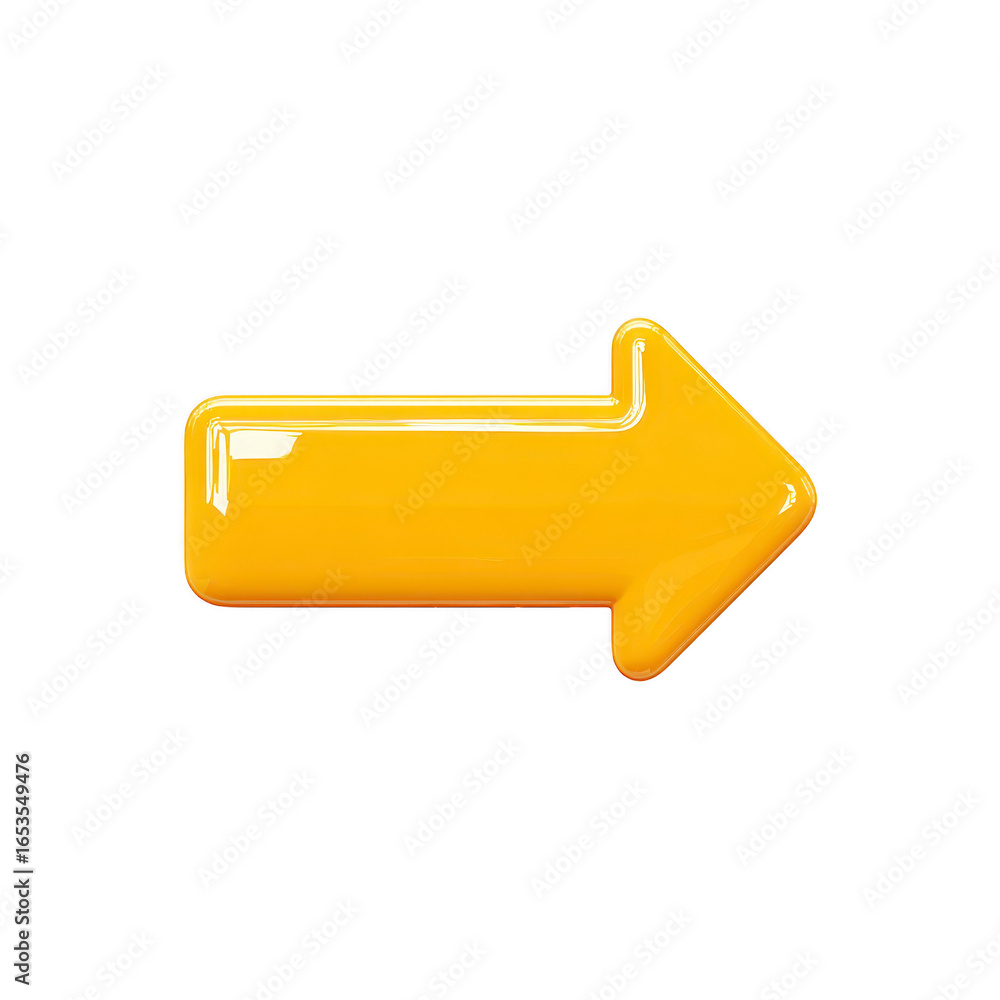 Poster yellow arrow glossy left direction 3d style isolated simple modern navigation symbol cheerful used f