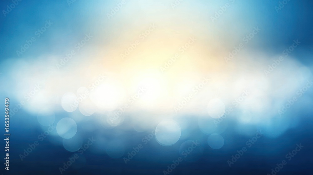 Poster abstract blue bokeh light background with soft glow for design and creative projects