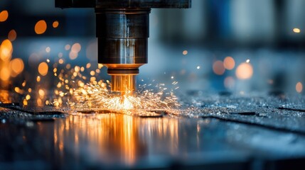 Metal cutting machine in action