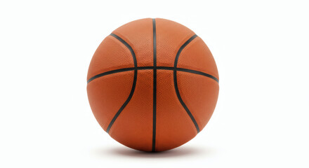 An iconic orange basketball with classic black lines, isolated on a white studio background, representing team sports and athletic recreation.