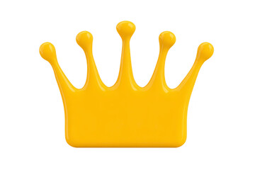 Yellow crown glossy isolated 3D simple shiny decorative royalty symbol luxury happiness playful cheerful cartoon icon celebration smooth elegant gold leadership