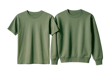 Two plain garments in a muted olive green shade.