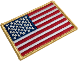 Embroidered american flag patch isolated on transparent background
