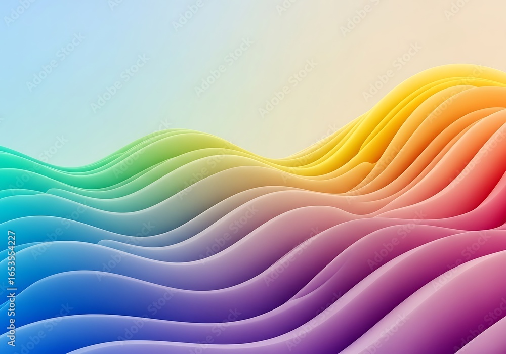 Poster abstract multicolored wavy layers illustration with soft gradations and smooth textures