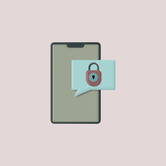Chat security services, smartphone icons, chat bubbles, and padlocks, suitable for application security, business, websites, and etc
