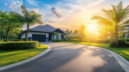 Fototapeta premium Luxury House at Golden Hour