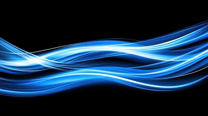 Naklejka premium Abstract Blue Light Waves Flowing Over Black Background in Modern Digital Style