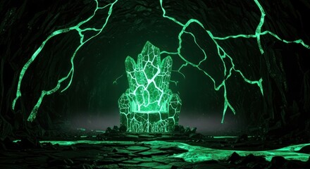 Glowstone Throne: A mystical chair crafted from radiant crystals in an ancient cave