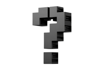 Fototapeta premium 3d question mark black isolated geometric block symbol uncertainty curiosity modern abstract floating digital minimal bold concept mystery design shape icon single object creative graphic sign