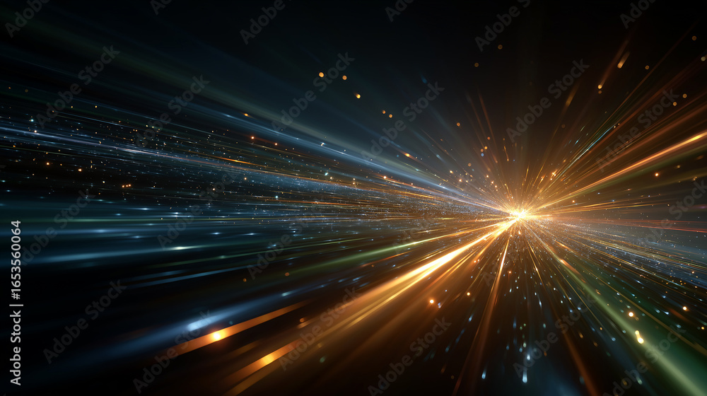 Aufkleber abstract technological burst: a captivating abstract composition of vibrant streaks of light radiati