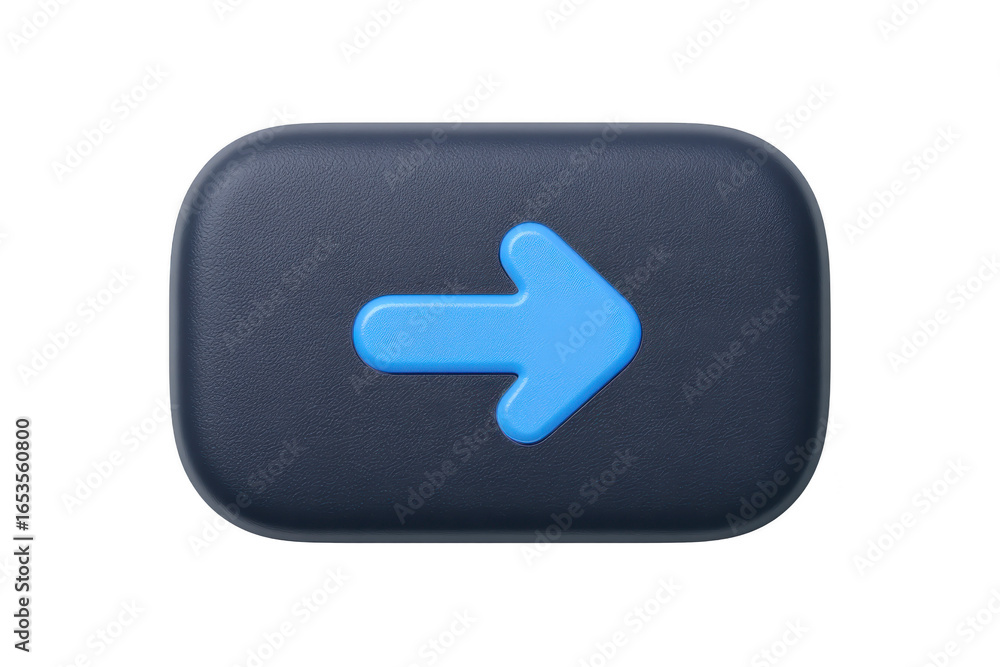 Fototapete blue arrow right direction rectangular button 3d icon transparency background navigation user interf