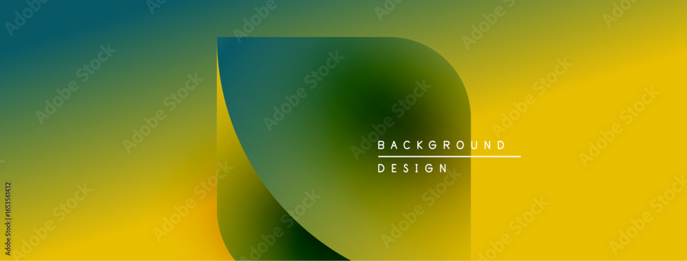 Poster abstract gradient background. smooth color transitions, teal to yellow. central shape adds visual in