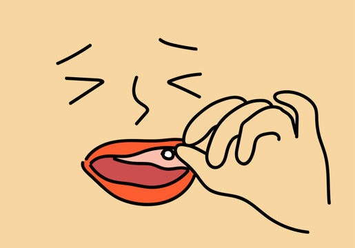 口内炎を痛がる人物のイラスト