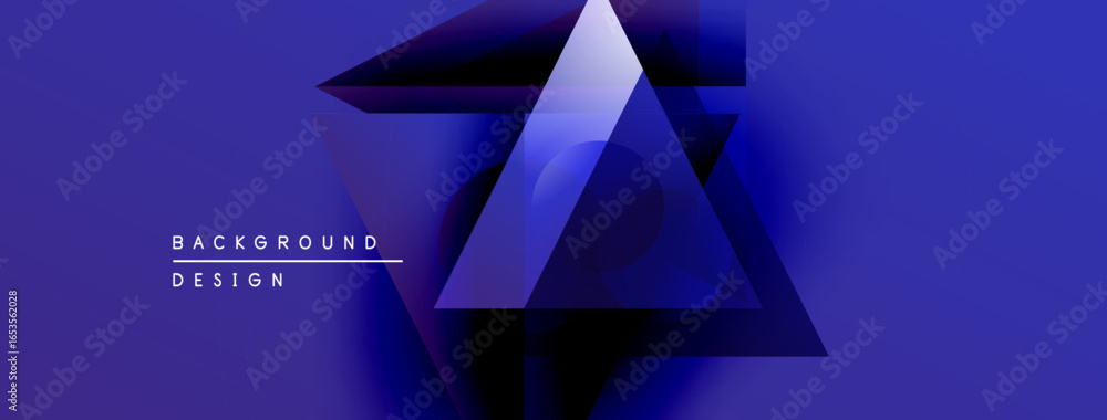 Poster abstract geometric design. blue gradients create layered triangle shapes. modern background for digi