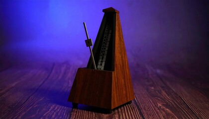 Antique metronome on wooden surface