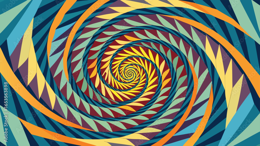 Poster Psychedelic Swirling Geometric Pattern with Vibrant Colors abstract transparency background