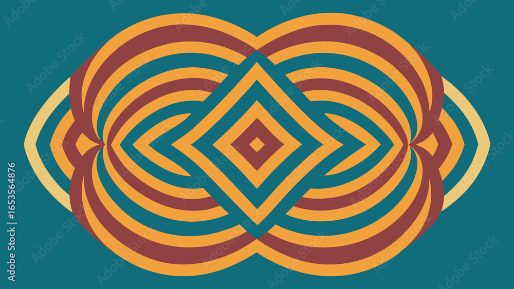 Poster retro abstract geometric oval pattern with concentric rings vector illustration transparency backgro