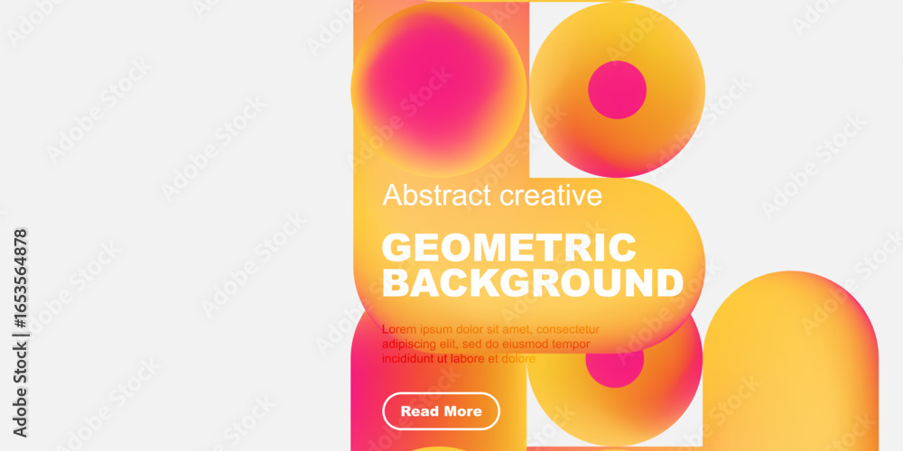 Poster vibrant geometric poster design. circles overlap creating colorful gradients. text promotes abstract