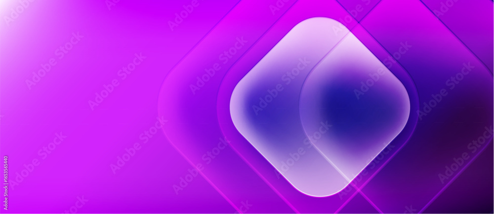Poster abstract gradient background. purple hues dominate, featuring rounded square shapes, creating lumino