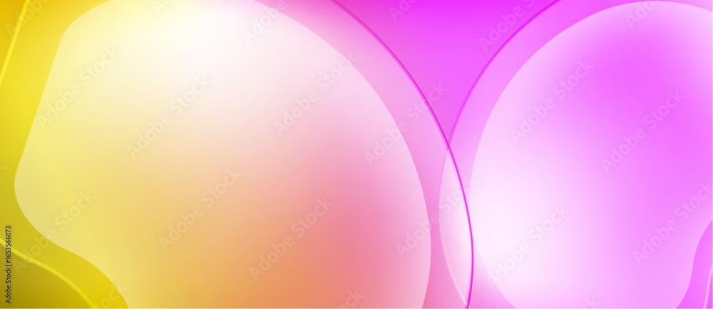 Poster abstract background features smooth color gradients. yellow blends into white, then pink hues domina