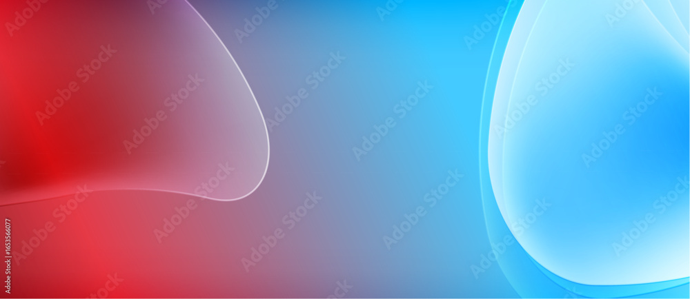 Poster abstract background features flowing shapes, red blends into blue. smooth gradients create dynamic v