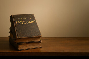 テーブルの上に積み重ねられた古い本