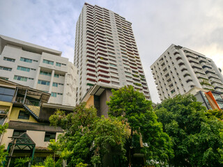 high rise towers building residential apartments and commercial buildings on Soi 21 Sukhumvit Rd Asoke BKK Bangkok Thailand