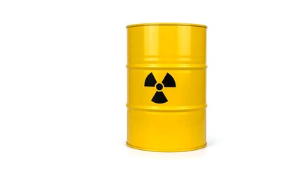 Yellow metal barrel with nuclear symbol