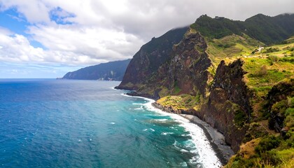 Fototapeta premium Coastal cliffs meet the sea