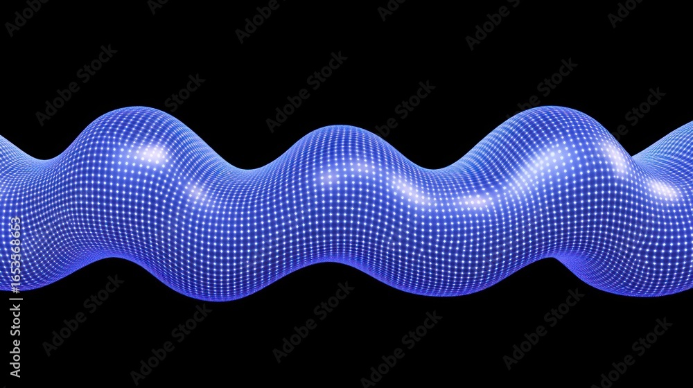 Poster abstract blue wavy digital pattern in futuristic style for technology and science
