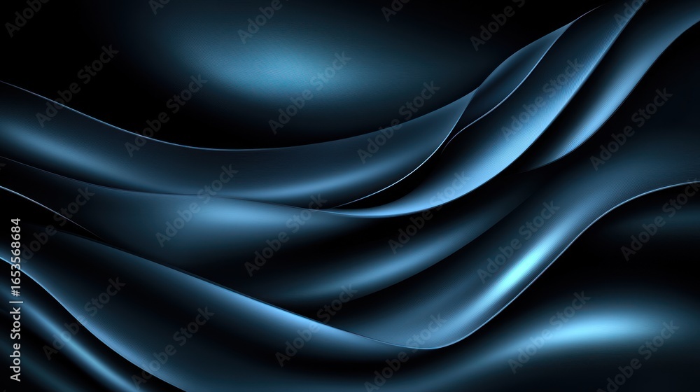 Poster abstract blue wavy pattern on dark background for technology or design projects