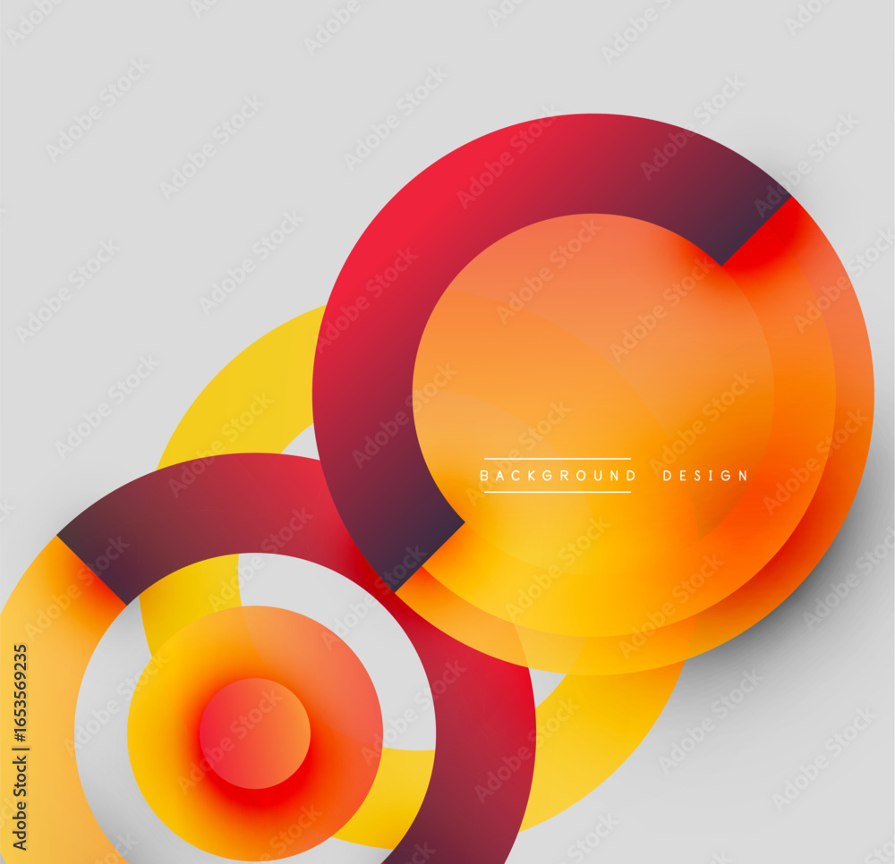 Poster abstract geometric shapes overlap. warm colors dominate design, creating dynamic visual effect. mode