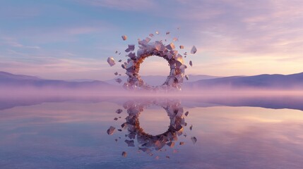 Shattering Celestial Portal at Sunrise - Concept for Breakthrough, Creation, and Dynamic Change