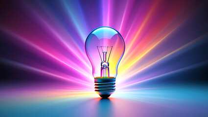 light bulb on red background