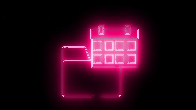 calendar icon and folder icon with neon effect