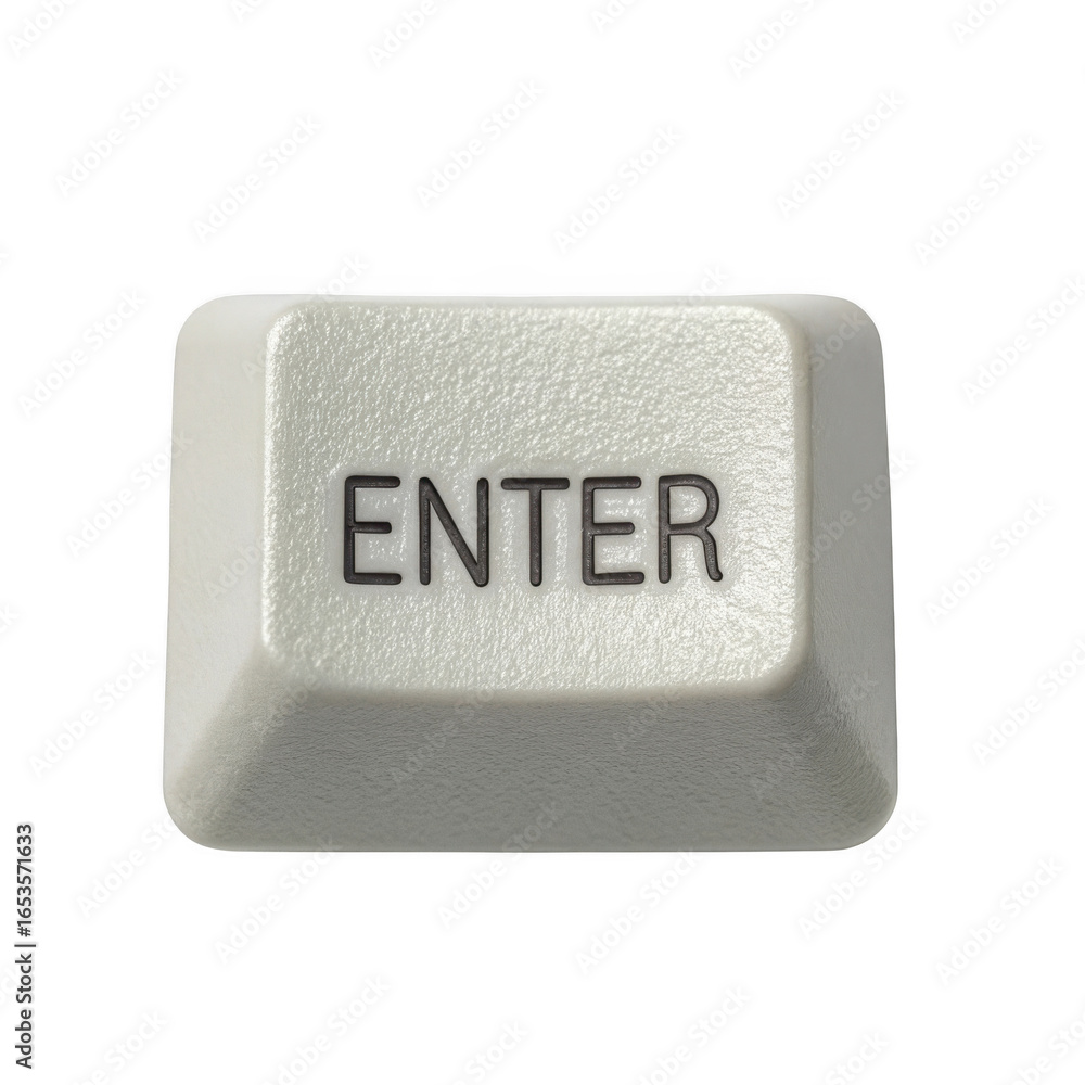 Poster single white enter key button isolated on transparent background