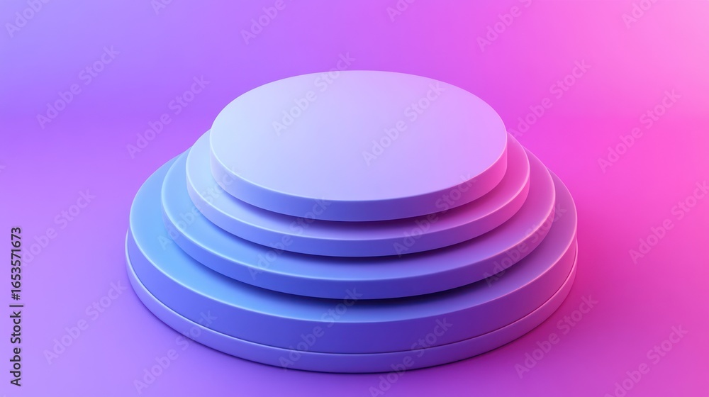 Poster abstract colorful circular platform with gradient lighting for modern design or display