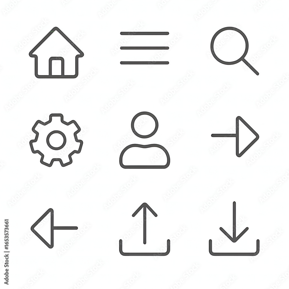 Aufkleber minimalist outline basic interface symbol user navigation icon set element