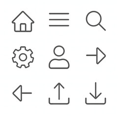 Minimalist Outline Basic Interface Symbol User Navigation Icon Set Element