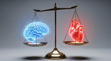 A Scale Balancing a Logical Brain and an Emotional Heart.