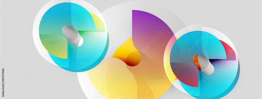 Poster abstract colorful circles overlap, creating vibrant gradients. modern design suggests data visualiza