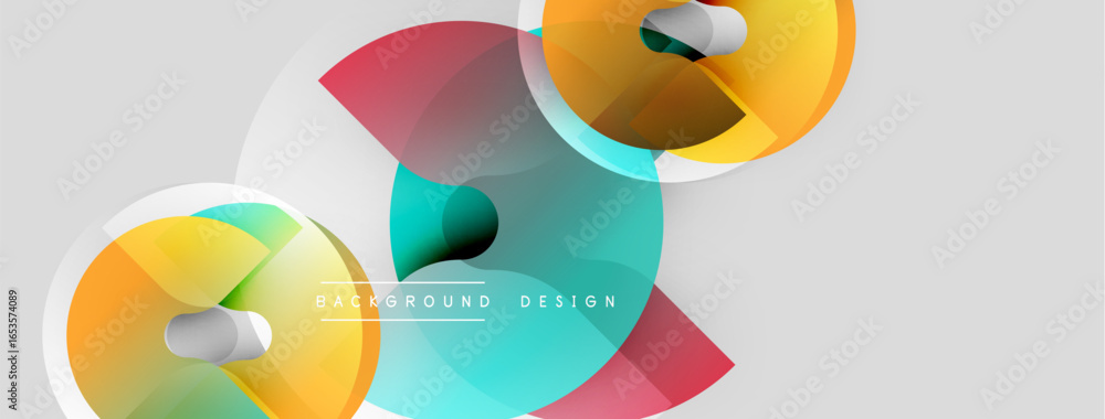 Poster abstract colorful shapes overlap, creating dynamic visual effect. modern design elements suggest inn