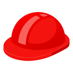Fototapeta premium Bright red hard hat safety helmet on a transparent background