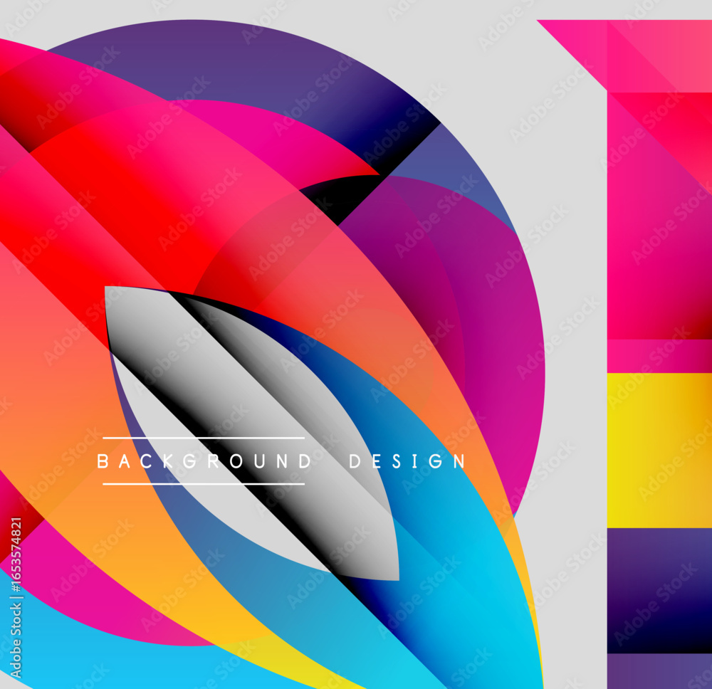 Poster abstract colorful design. dynamic shapes overlap, creating vibrant gradients. modern aesthetic, suit
